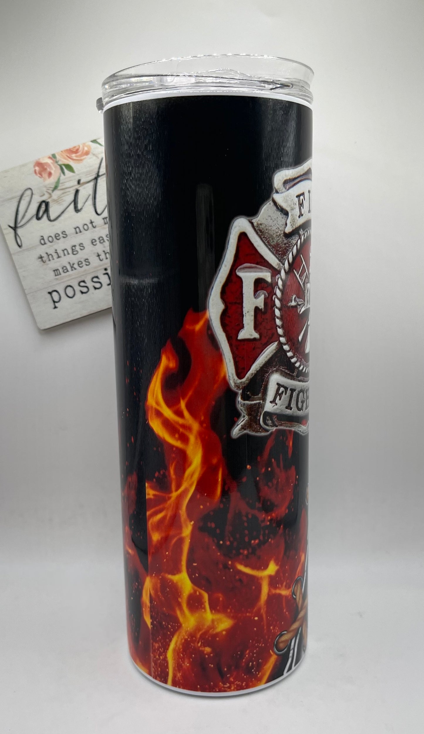 20oz Tall Skinny Fire Fighter Maltese cross with Axe