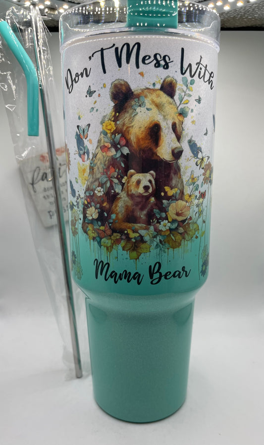 40oz. Tumbler with Handle-Mama Bear