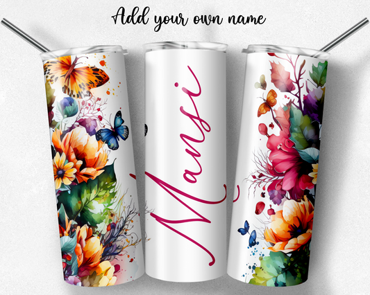 20oz Floral Add your name