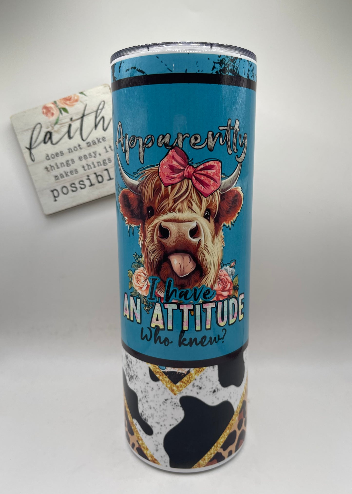 20oz Tall Skinny Highland Cow Attitude