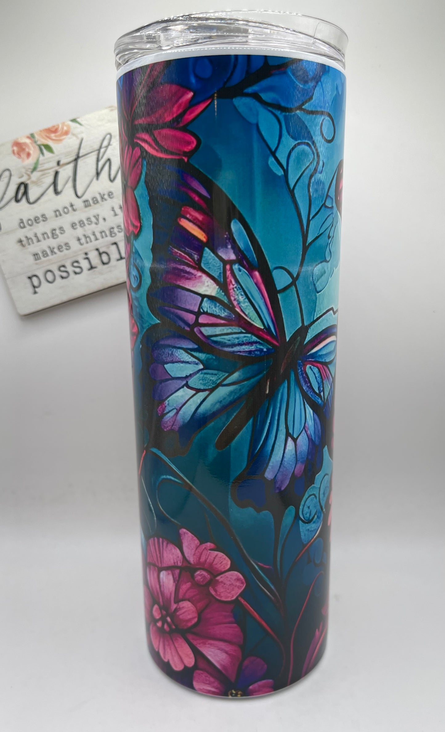 20oz Tall Skinny Butterflies