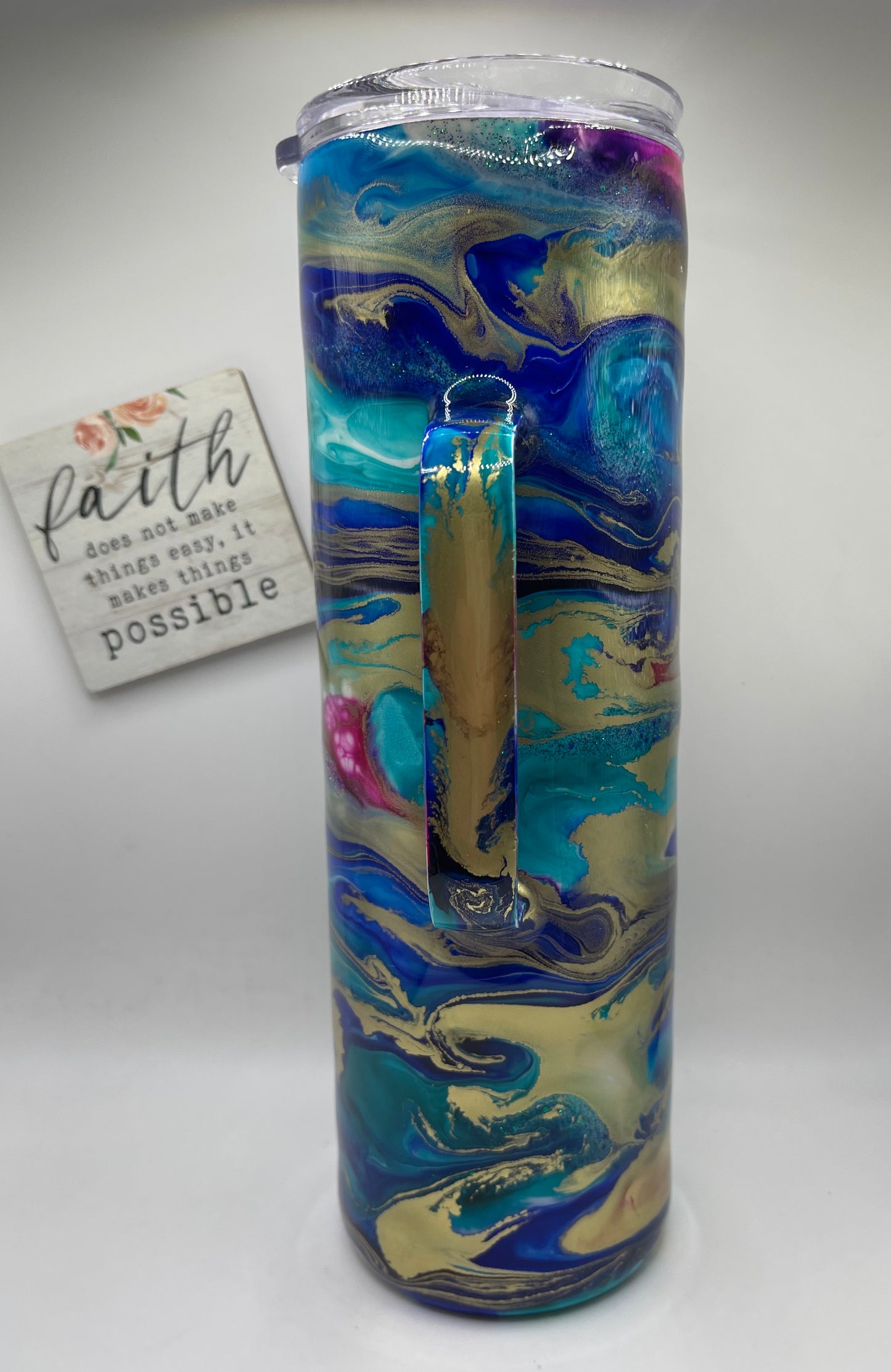 30oz. Tall Skinny with Handle-Alcohol Ink