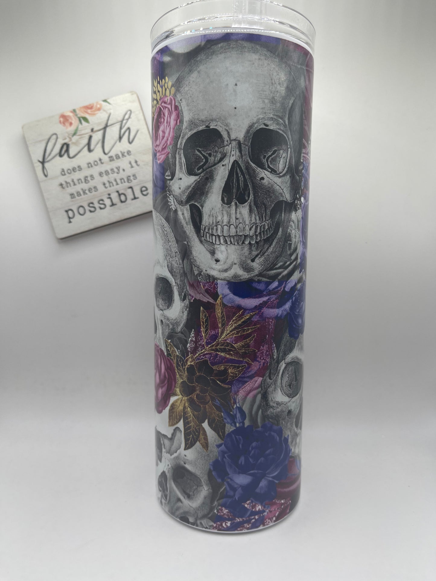 20oz Skull with Roses