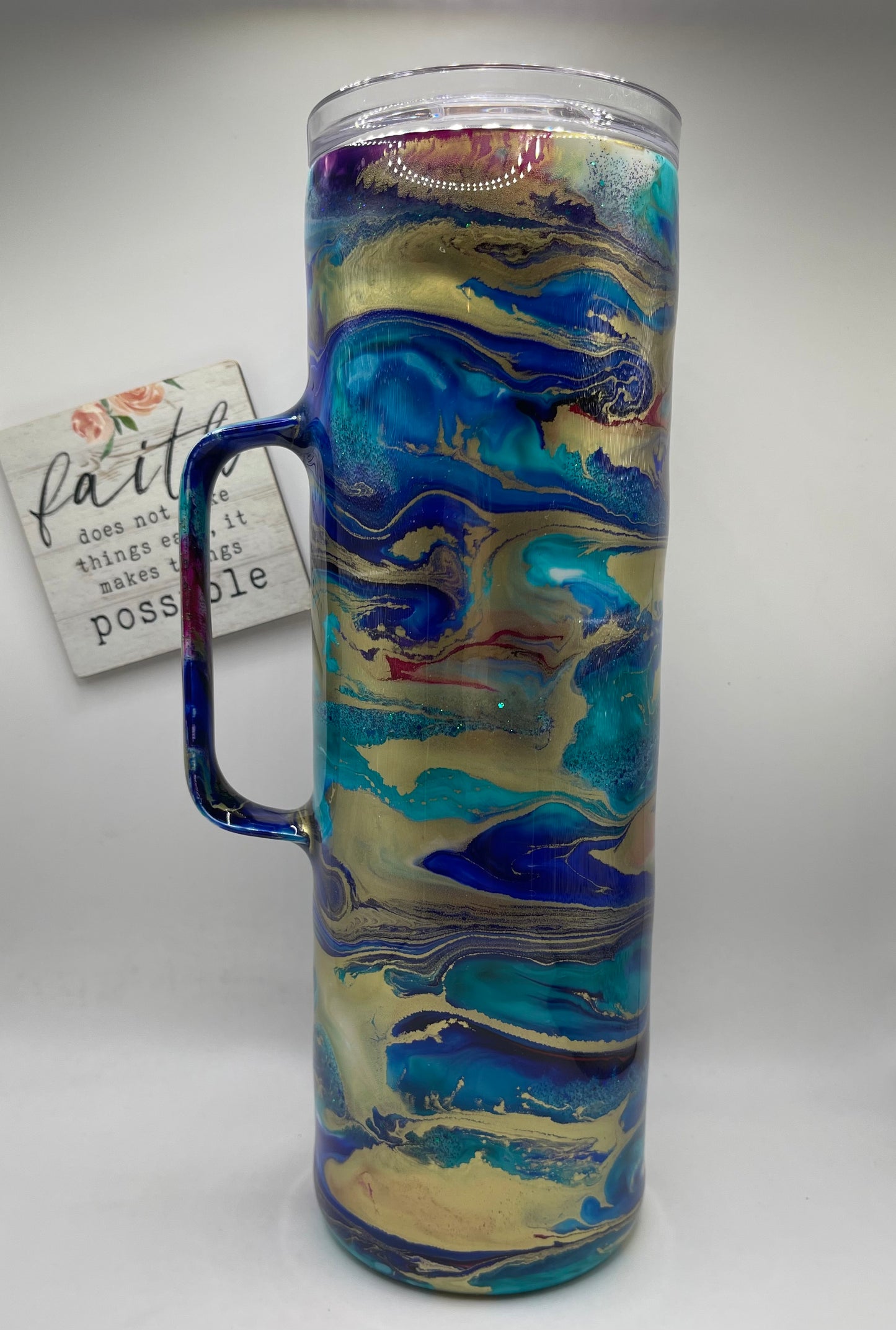 30oz. Tall Skinny with Handle-Alcohol Ink