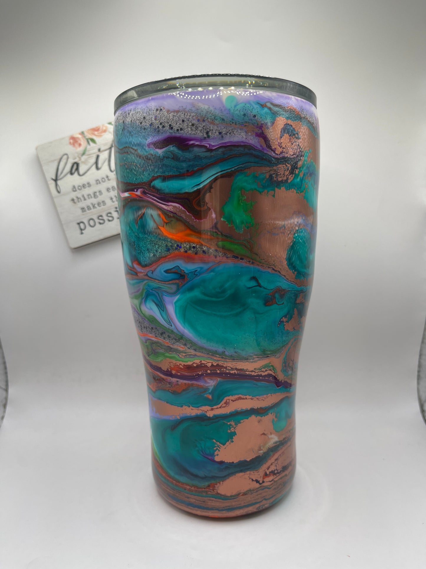 30oz. Curved Tumbler: Alcohol Ink Drop