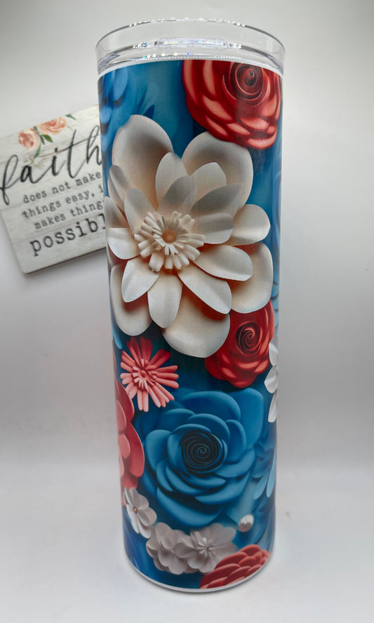 20oz Tall Skinny 3D Floral #2