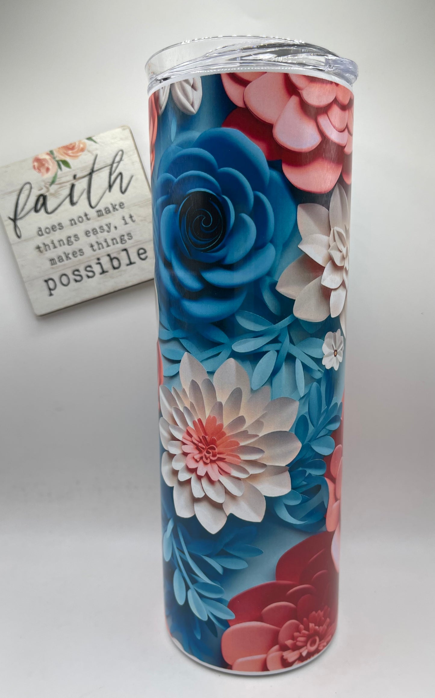 20oz Tall Skinny 3D Floral #2