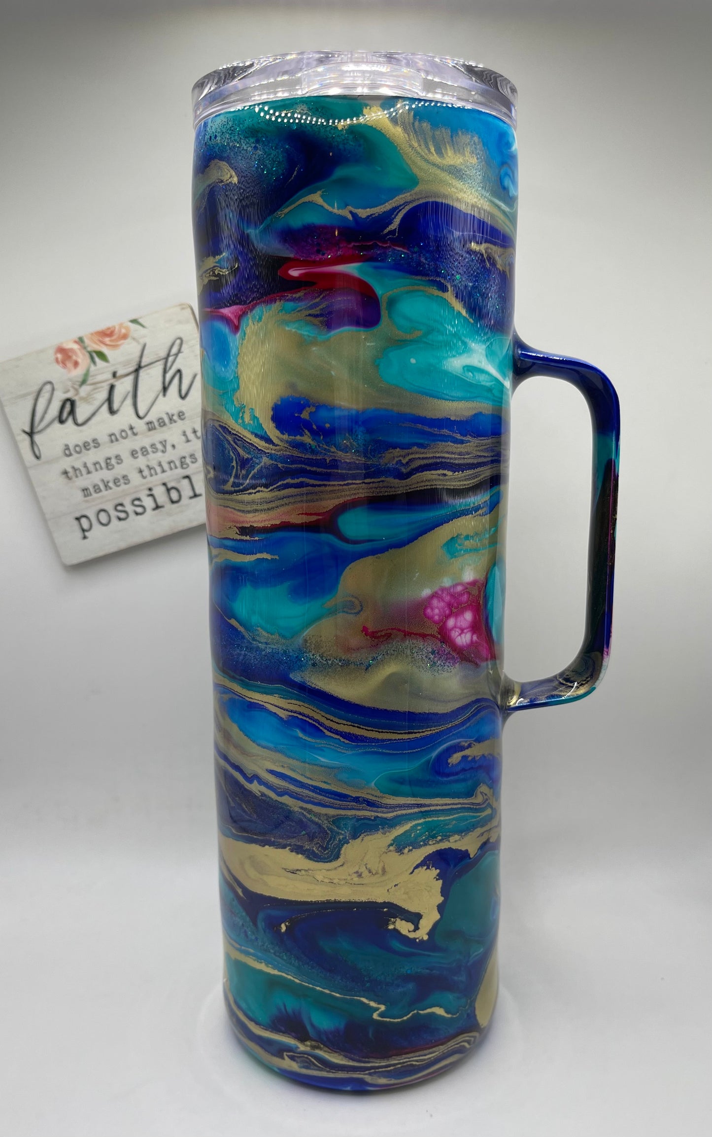 30oz. Tall Skinny with Handle-Alcohol Ink