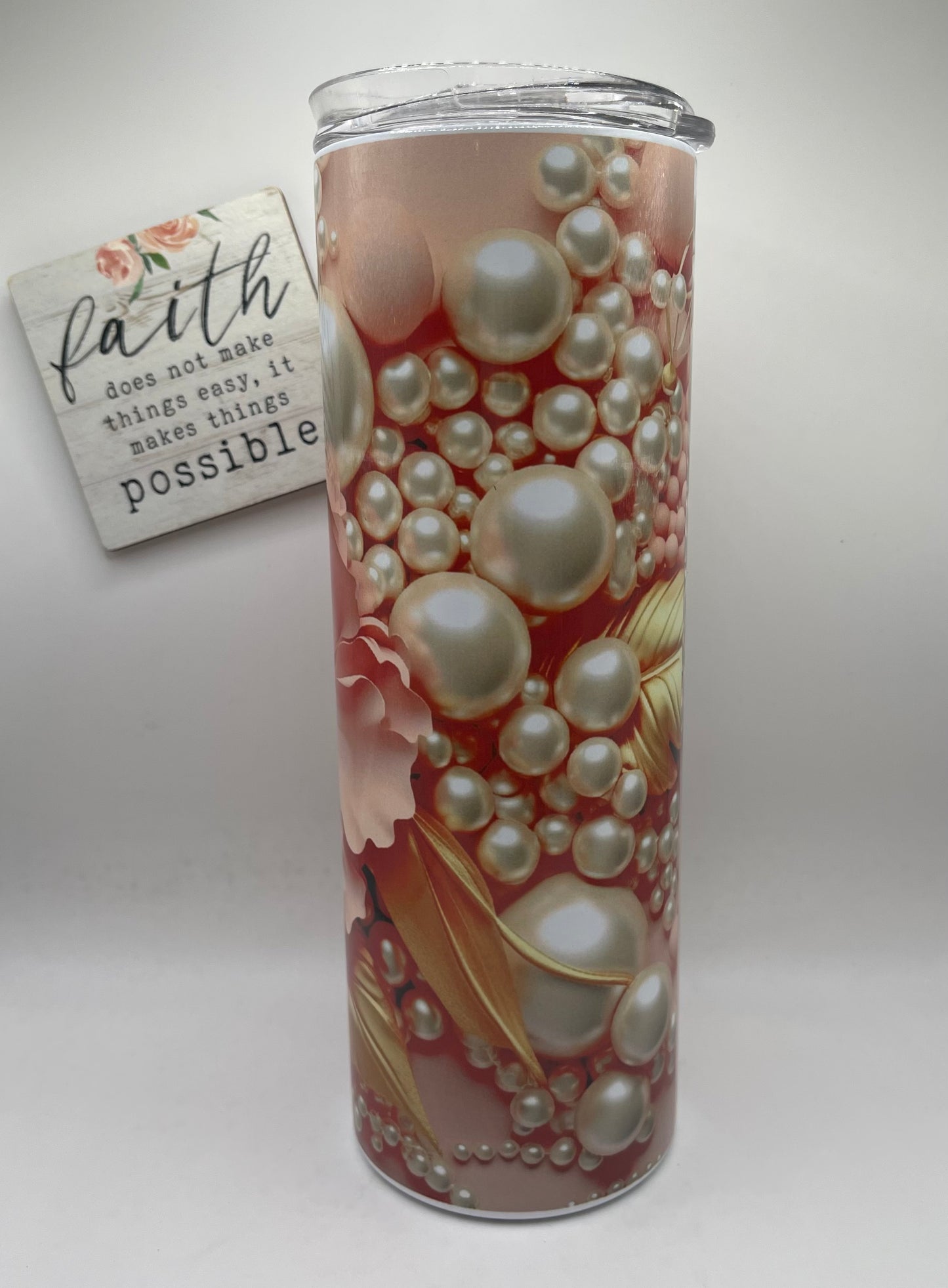 20oz. Tall Skinny Floral Pearls