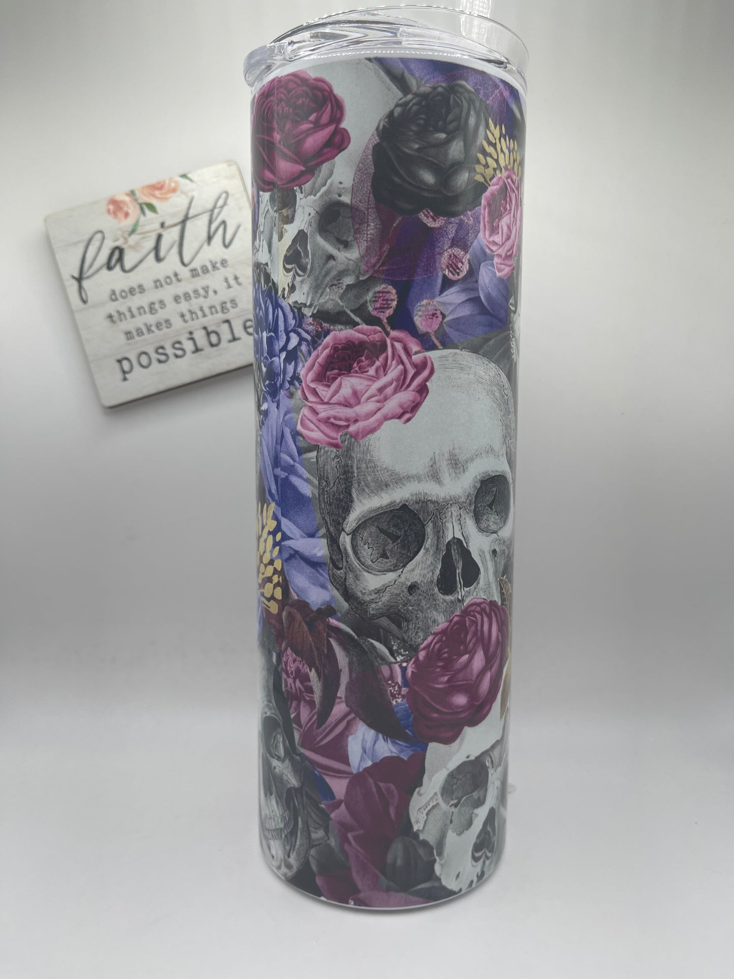 20oz Skull with Roses