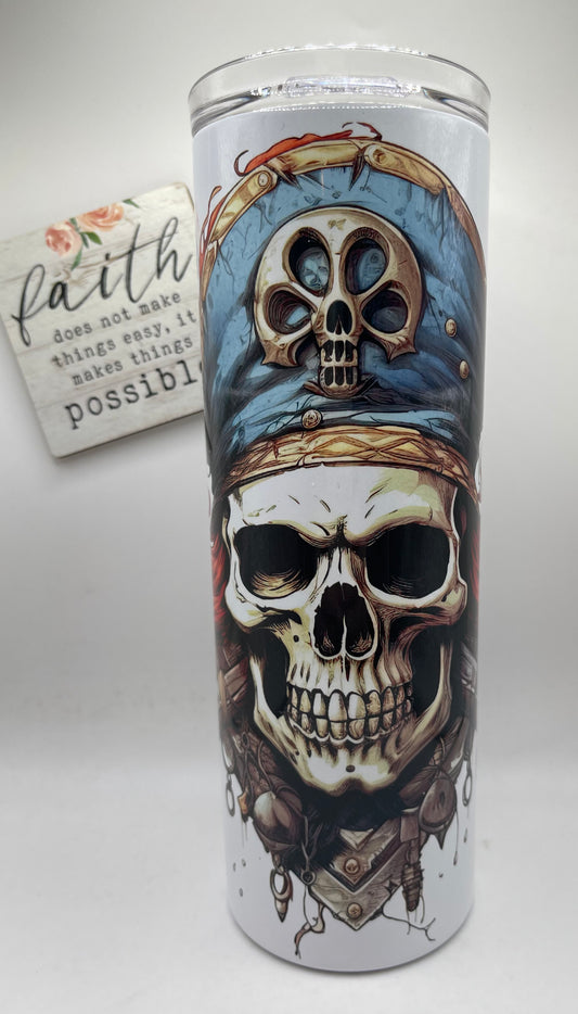 20oz Tall Skinny Pirate Skull