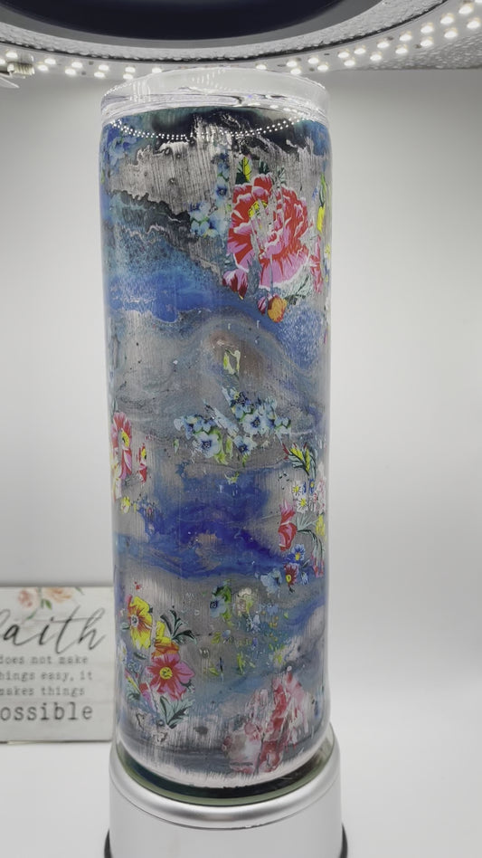 20 oz. Tropical floral rain (Epoxy Coated)