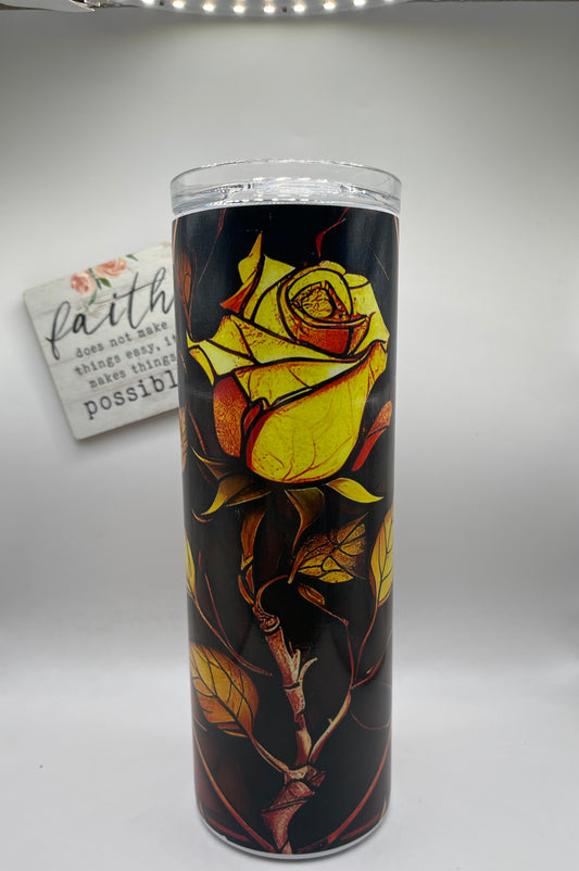 20oz Stain Glass Yellow Rose