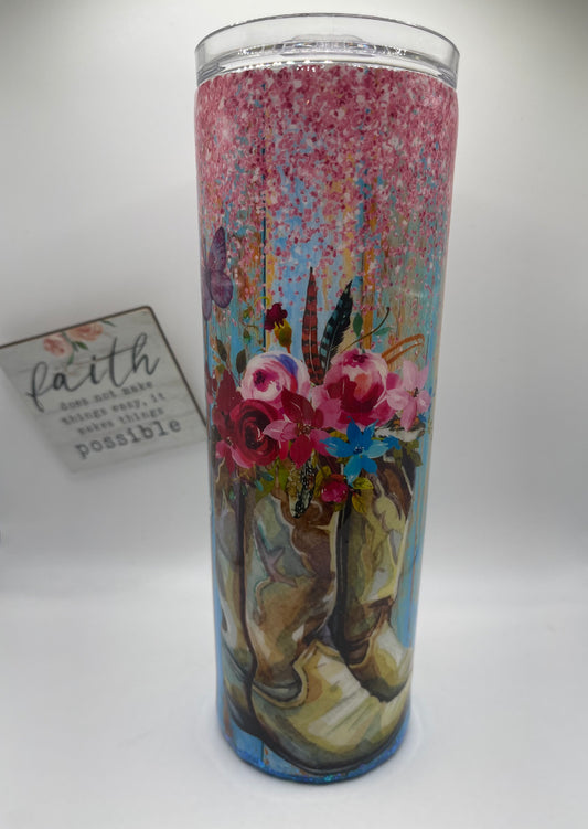 20 oz. Floral Boots (Epoxy Coated)