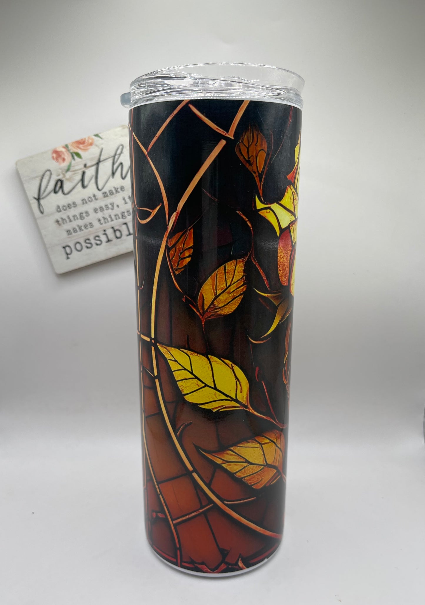 20oz Stain Glass Yellow Rose