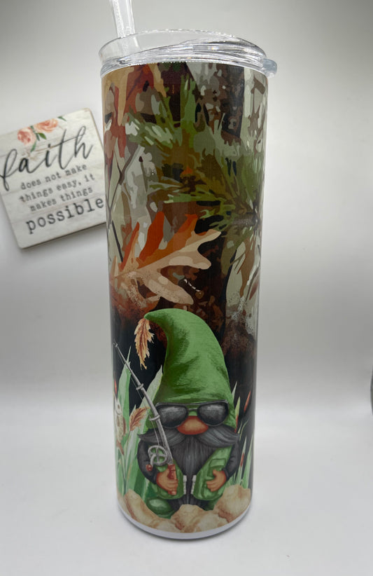 20oz Tall Skinny Camo Fishing Gnome